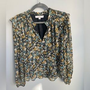 Loft Printed Peasant Top